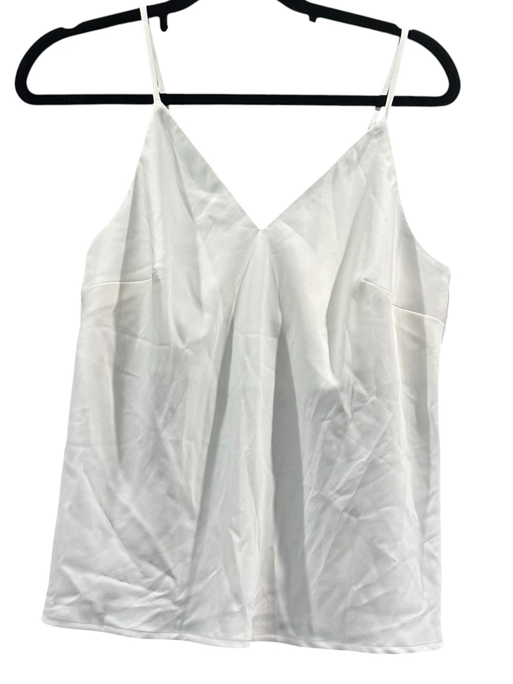 Prologue White Satin V-Neck Camisole Tank Top Adjustable Straps‎ Medium NWT
